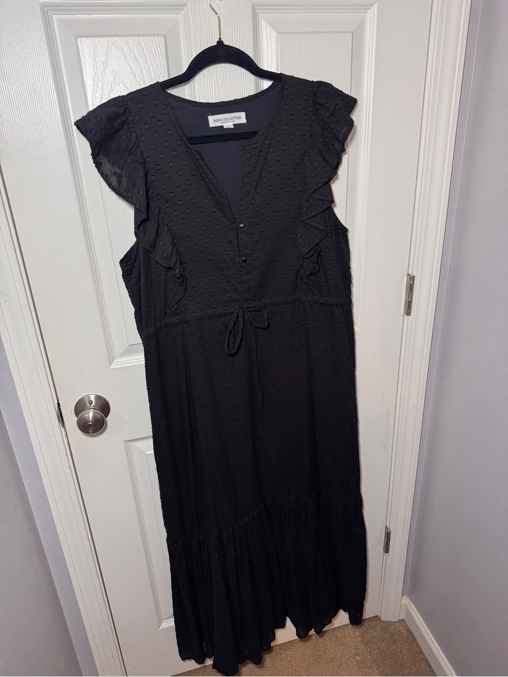 India Collection by Emerson Fry Surya - Black Swiss Dot Dress - Picture 9 of 16